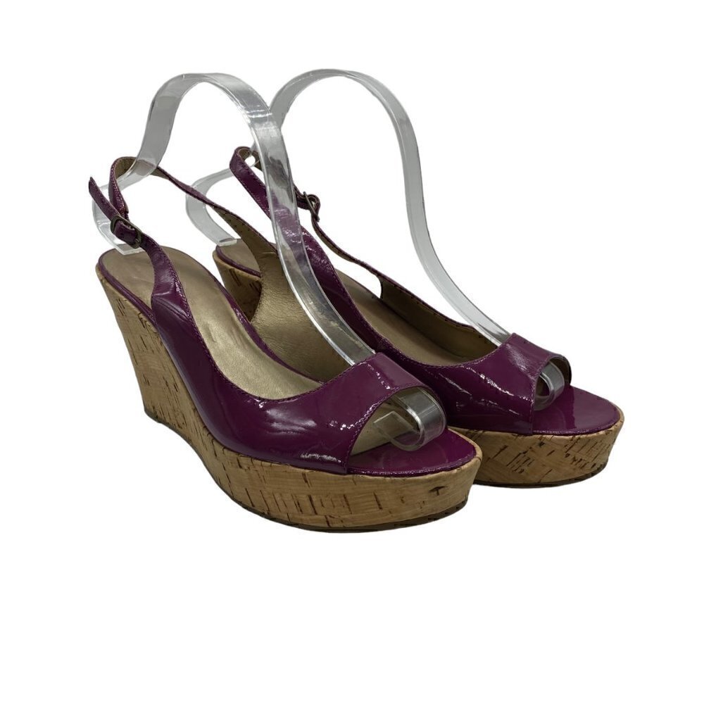 Marc Fisher Women Sandal Platform Wedges Slingback Peep Toe Purple Size 8.5 - Picture 3 of 8